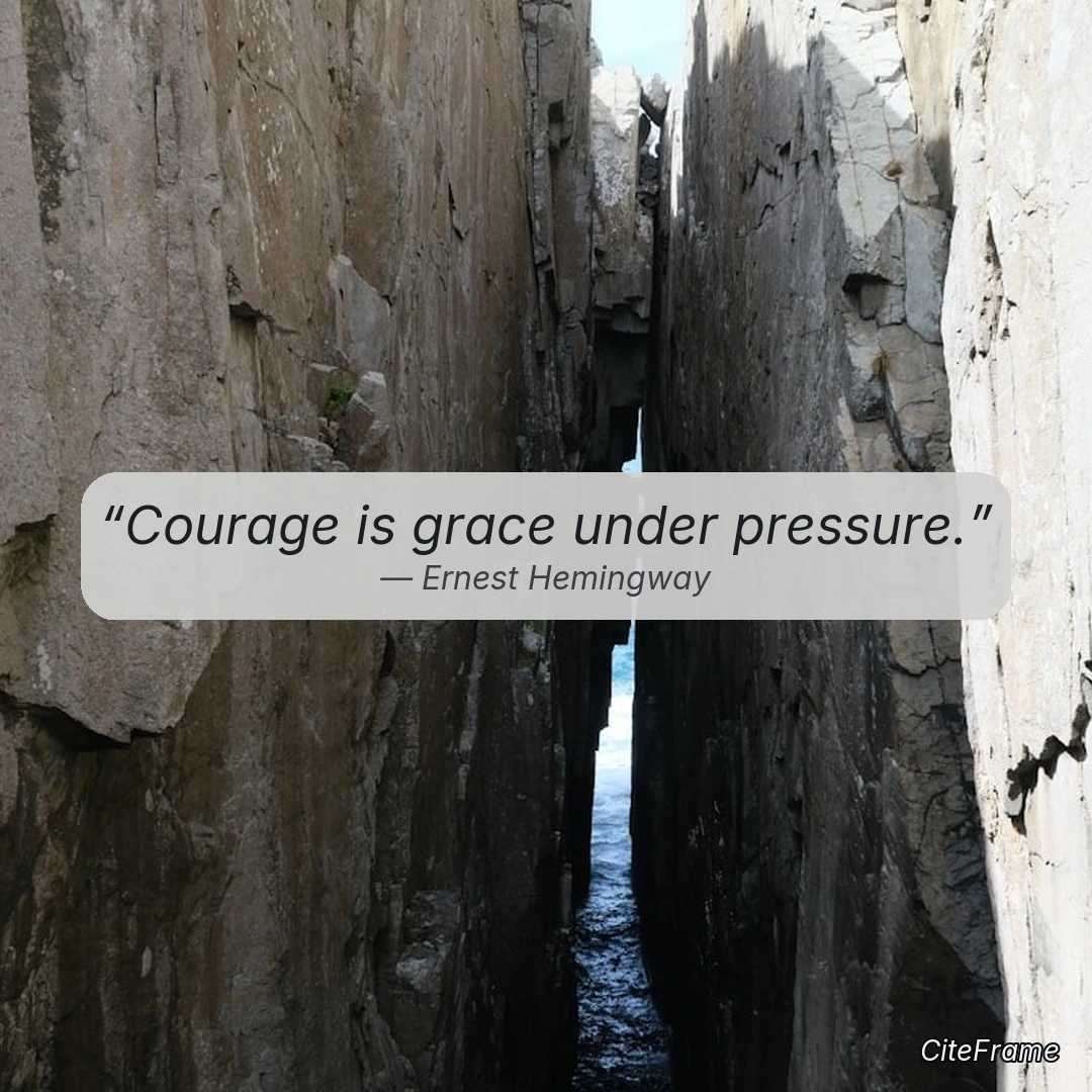 Quote by Ernest Hemingway: Courage is grace under pressure.
