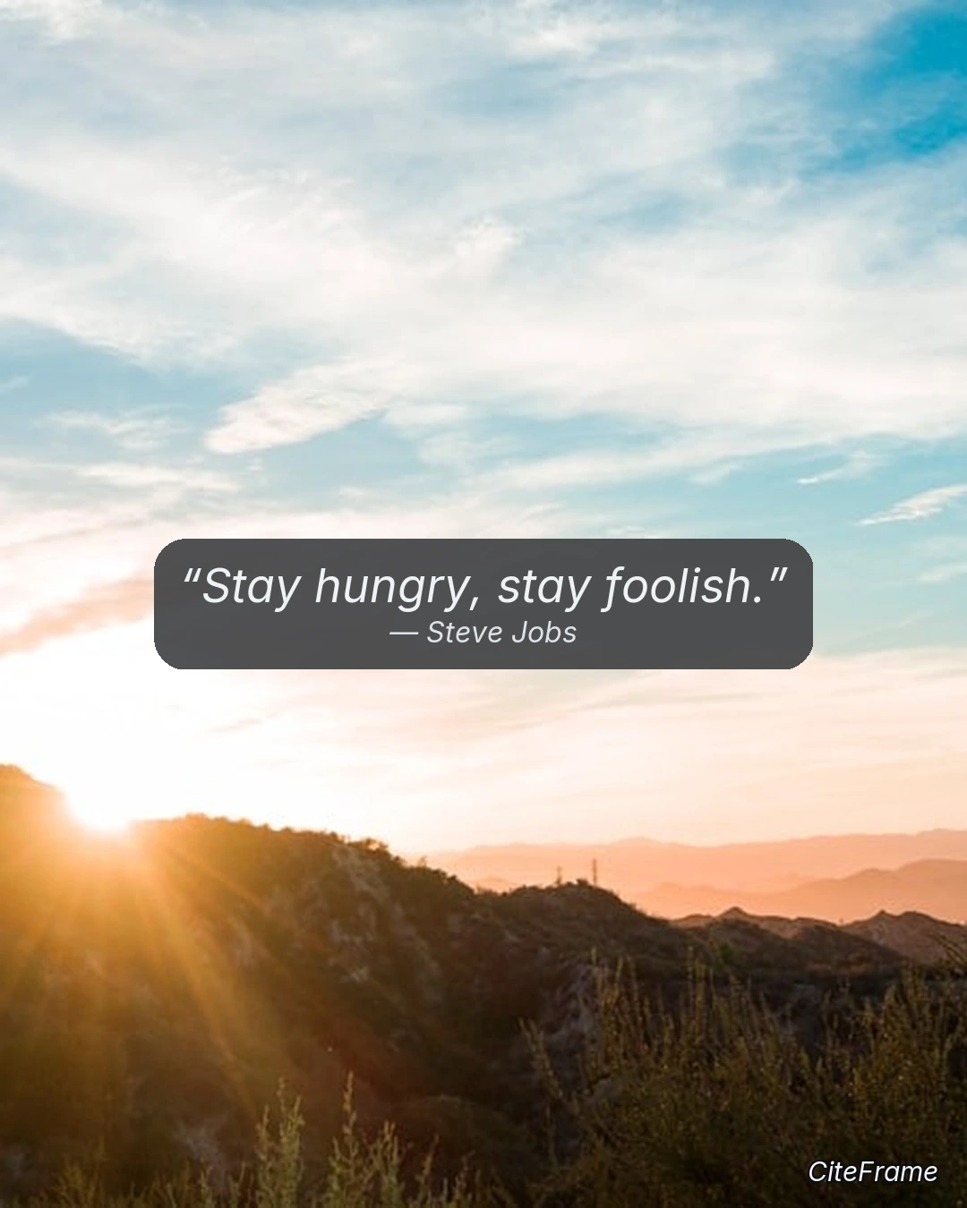 Quote by Steve Jobs: Stay hungry, stay foolish. (IGP)